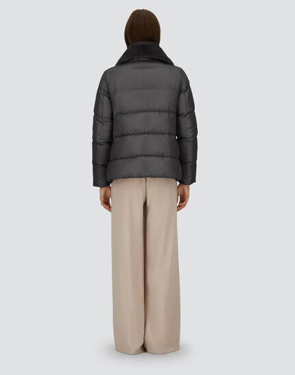 JACKET IN NYLON ULTRALIGHT AND LADY ALTERNATIVE FUR Grey 5 JACKET IN NYLON ULTRALIGHT AND LADY ALTERNATIVE FUR Grey