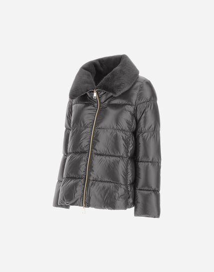 JACKET IN NYLON ULTRALIGHT AND LADY ALTERNATIVE FUR Grey 6 JACKET IN NYLON ULTRALIGHT AND LADY ALTERNATIVE FUR Grey