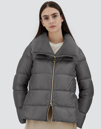 JACKET IN NYLON ULTRALIGHT AND LADY ALTERNATIVE FUR Grey 7 JACKET IN NYLON ULTRALIGHT AND LADY ALTERNATIVE FUR Grey
