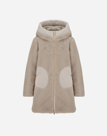 COAT IN LADY ALTERNATIVE FUR AND ECOAGE Chantilly
