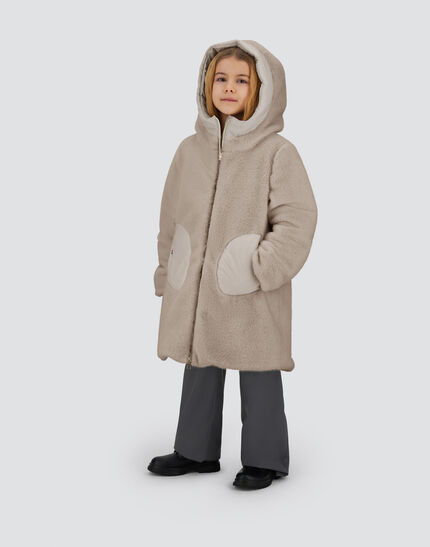 COAT IN LADY ALTERNATIVE FUR AND ECOAGE Chantilly