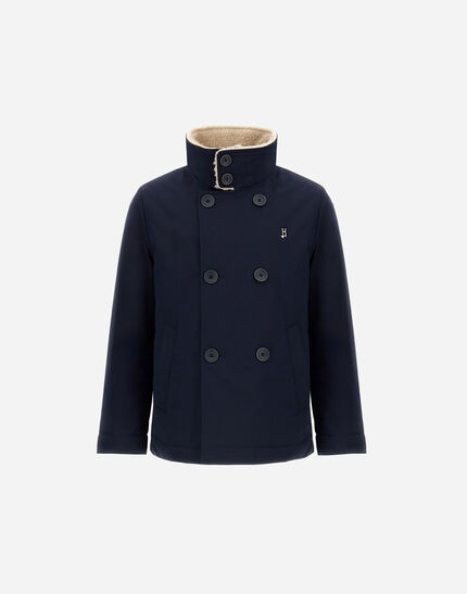 PEA COAT IN KEYSTONE AND TEDDY FABRIC Navy Blue
