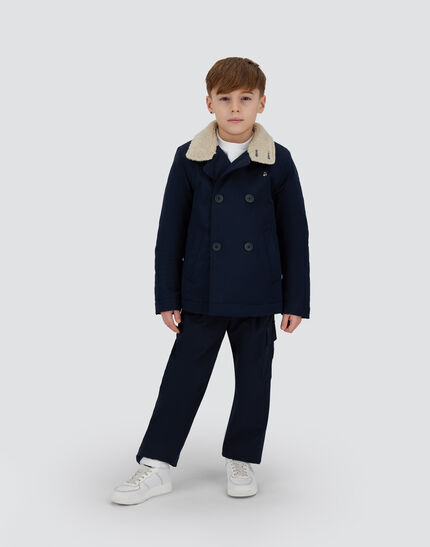 PEA COAT IN KEYSTONE AND TEDDY FABRIC Navy Blue