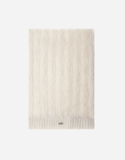 RESORT SCARF IN CABLE KNIT ALPACA WOOL Cream