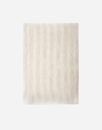 RESORT SCARF IN CABLE KNIT ALPACA WOOL Cream