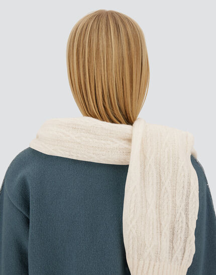 RESORT SCARF IN CABLE KNIT ALPACA WOOL Cream