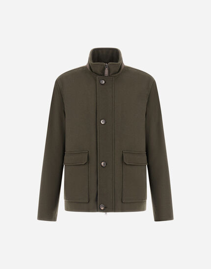FIELD JACKET IN PURE CASHMERE Olive Green