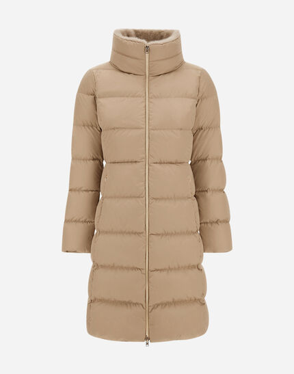 LONG JACKET IN SATIN AND LADY ALTERNATIVE FUR Chantilly