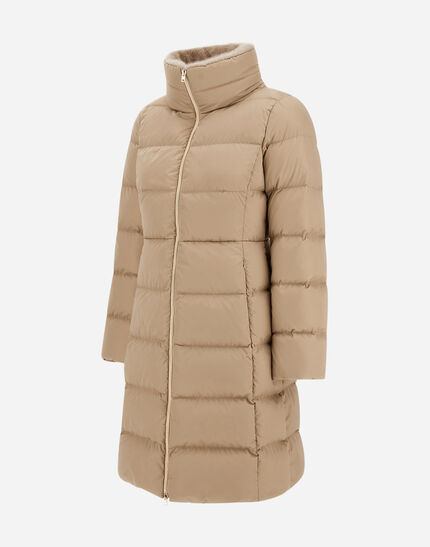LONG JACKET IN SATIN AND LADY ALTERNATIVE FUR Chantilly