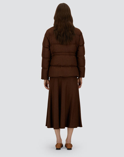SHORT PARKA IN VIRGIN WOOL TWEED Leather