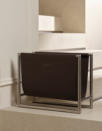 HERNO HABITA LEATHER MAGAZINE HOLDER Coffee