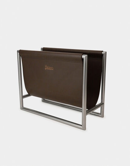 HERNO HABITA LEATHER MAGAZINE HOLDER Coffee