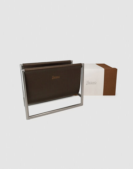 HERNO HABITA LEATHER MAGAZINE HOLDER Coffee