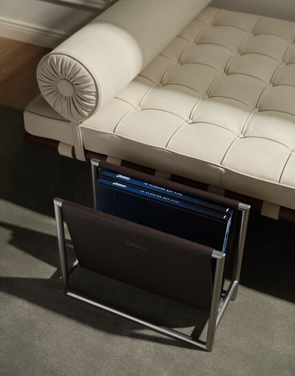 HERNO HABITA LEATHER MAGAZINE HOLDER Coffee