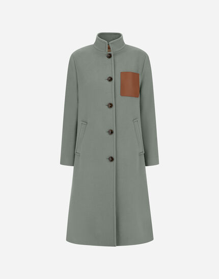 HIGH-NECK COAT IN LUXURY WOOL Sage