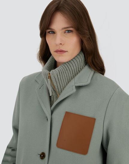 HIGH-NECK COAT IN LUXURY WOOL Sage