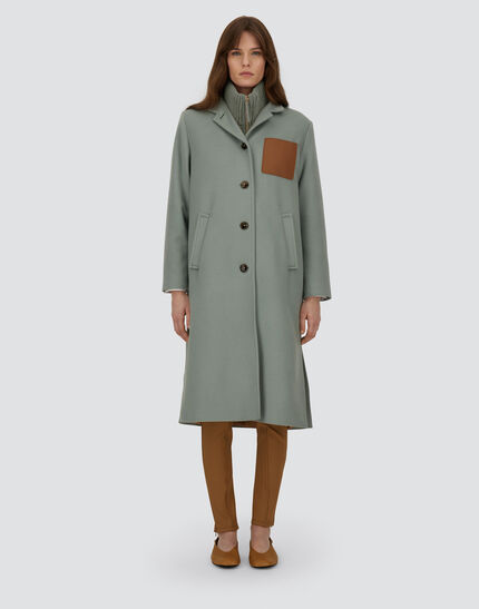 HIGH-NECK COAT IN LUXURY WOOL Sage