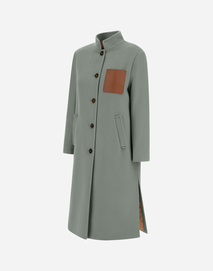 HIGH-NECK COAT IN LUXURY WOOL Sage