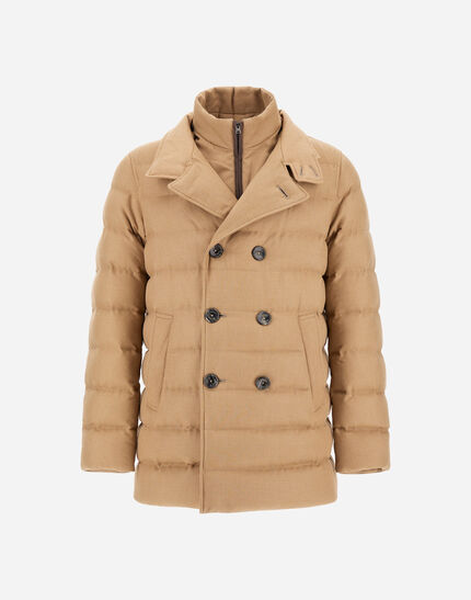 PEA COAT IN NORFOLK WOOL BLEND Sand