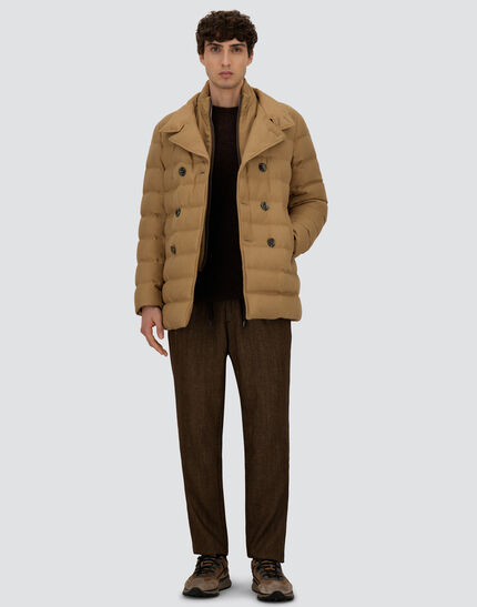 PEA COAT IN NORFOLK WOOL BLEND Sand