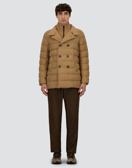 PEA COAT IN NORFOLK WOOL BLEND Sand