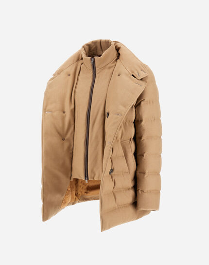 PEA COAT IN NORFOLK WOOL BLEND Sand