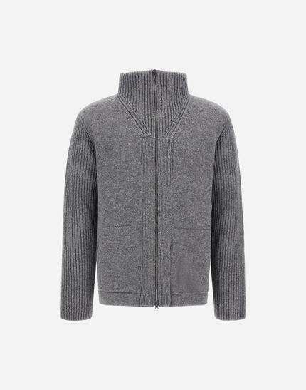 CARDIGAN IN CARDED PURE WOOL G.5 Grey