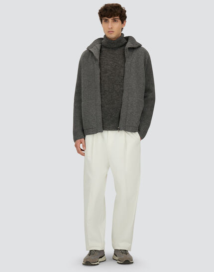 CARDIGAN IN CARDED PURE WOOL G.5 Grey