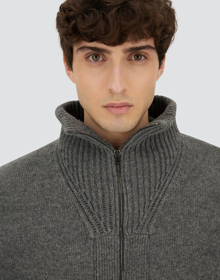CARDIGAN IN CARDED PURE WOOL G.5 Grey 3 CARDIGAN IN CARDED PURE WOOL G.5 Grey
