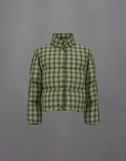 LAMINAR JACKET IN CHECK WOVEN Sage 1 LAMINAR JACKET IN CHECK WOVEN Sage