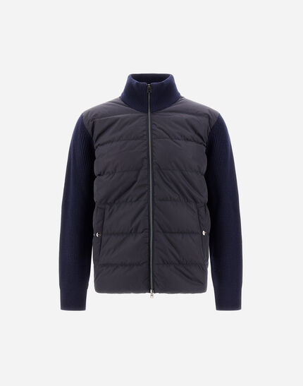 CARDIGAN IN COB STITCH WOOL AND FINGAL Navy Blue