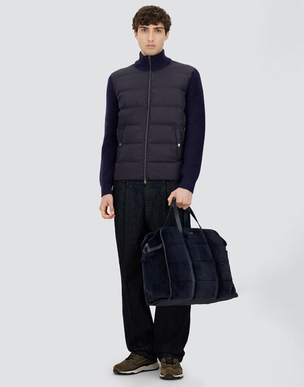 CARDIGAN IN COB STITCH WOOL AND FINGAL Navy Blue