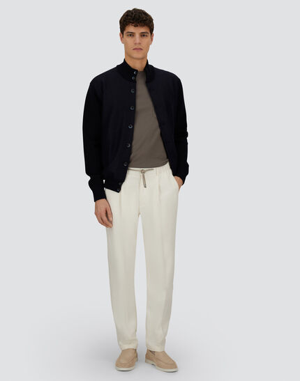 RESORT CARDIGAN IN CASHMERE COTTON KNIT & FELTED WOOL Dark Blue