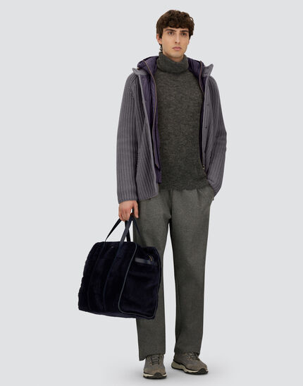 CARDIGAN IN COB STITCH WOOL Grey