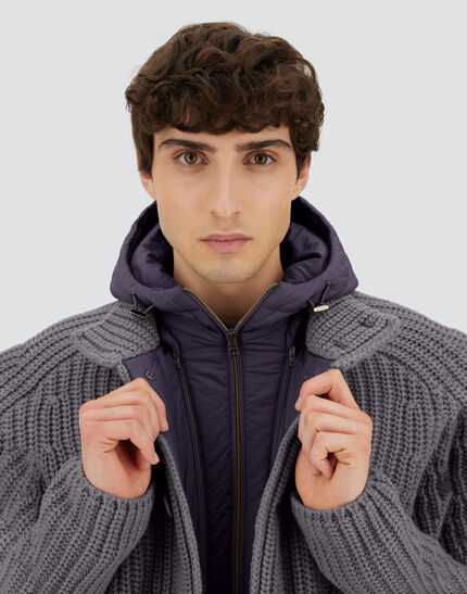 CARDIGAN IN COB STITCH WOOL Grey