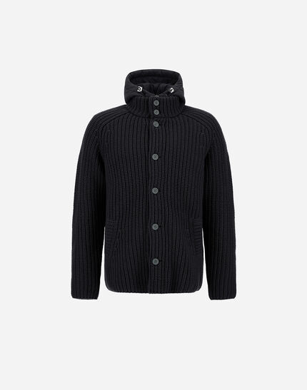 CARDIGAN IN COB STITCH WOOL Black