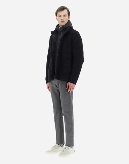 CARDIGAN IN COB STITCH WOOL Black