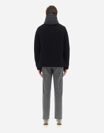 CARDIGAN IN COB STITCH WOOL Black