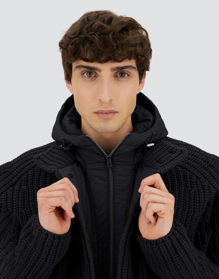 CARDIGAN IN COB STITCH WOOL Black