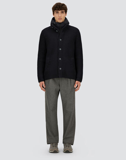 CARDIGAN IN COB STITCH WOOL Black