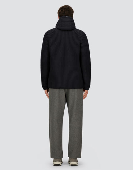 CARDIGAN IN COB STITCH WOOL Black
