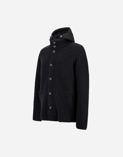 CARDIGAN IN COB STITCH WOOL Black