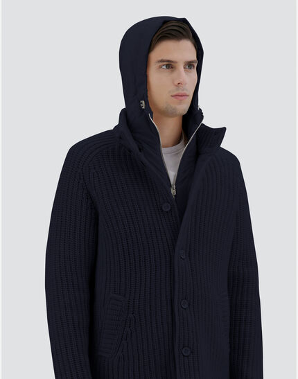 CARDIGAN IN COB STITCH WOOL Black