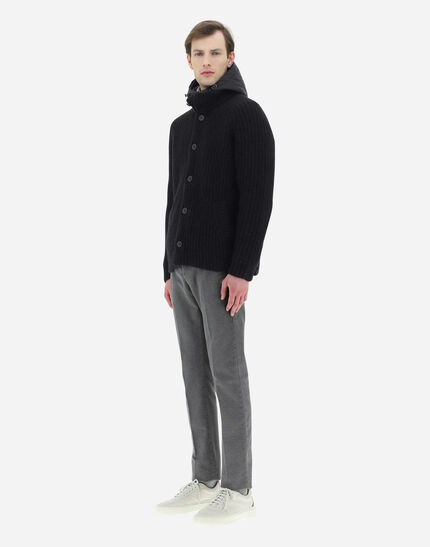 CARDIGAN IN COB STITCH WOOL Black