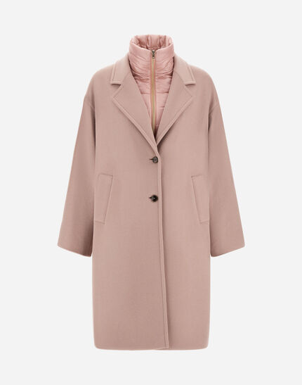 COAT IN VELOUR WOOL CLOTH AND NYLON ULTRALIGHT Pink