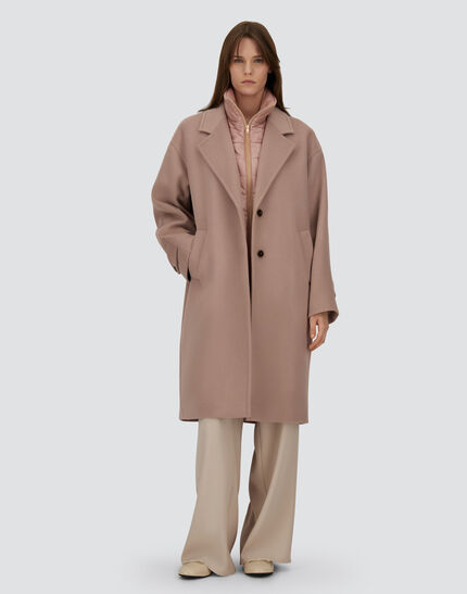 COAT IN VELOUR WOOL CLOTH AND NYLON ULTRALIGHT Pink