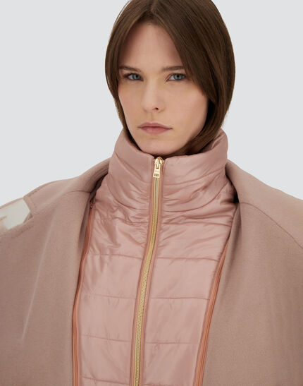 COAT IN VELOUR WOOL CLOTH AND NYLON ULTRALIGHT Pink