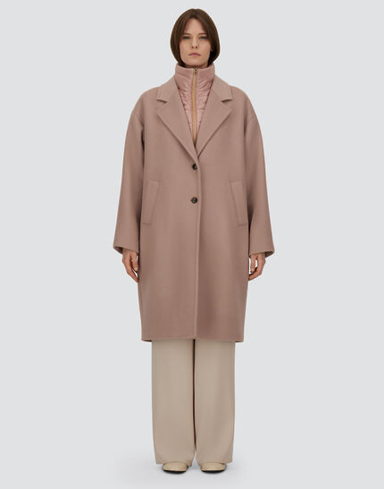 COAT IN VELOUR WOOL CLOTH AND NYLON ULTRALIGHT Pink