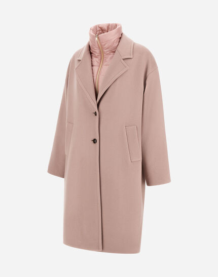 COAT IN VELOUR WOOL CLOTH AND NYLON ULTRALIGHT Pink