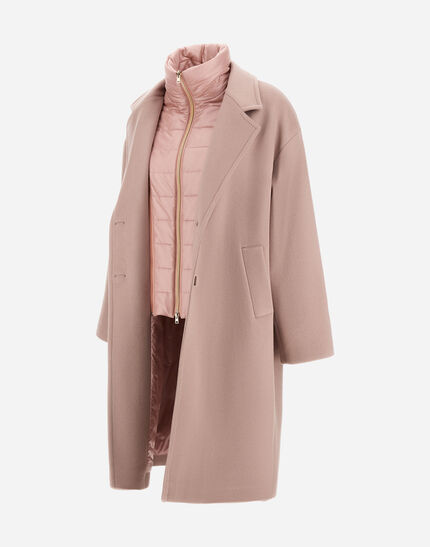 COAT IN VELOUR WOOL CLOTH AND NYLON ULTRALIGHT Pink